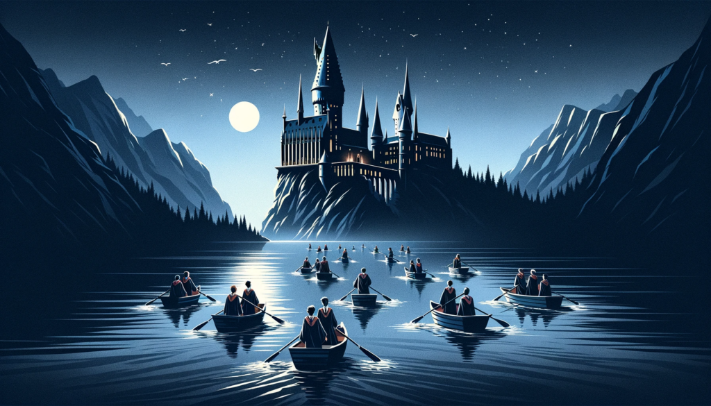 Black Lake Boats Crossing To Hogwarts